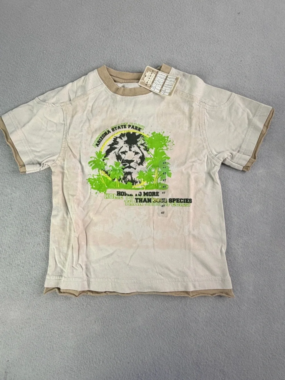 Arizona Boys Size 4 Short Sleeve Shirt Tiger Graphic Safari New Tags